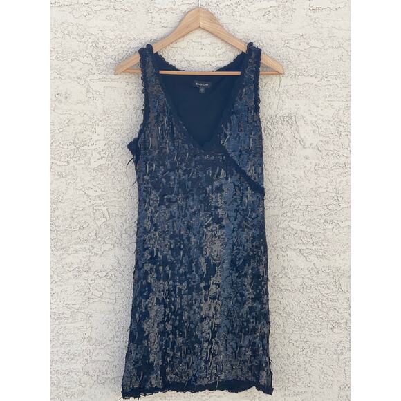 Bebe Black Women's Ruffle Hem Sequins Sleeveless Dress - Small - Picture 2 of 6